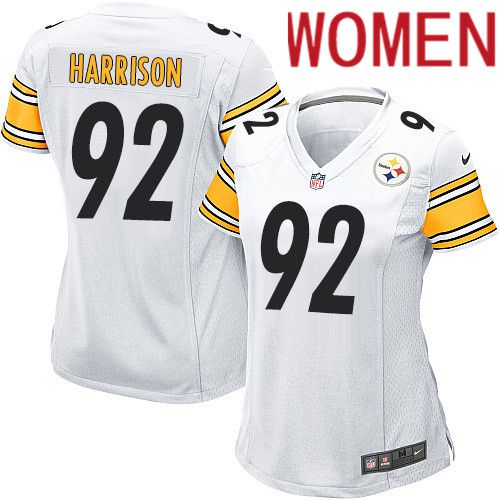 Women Pittsburgh Steelers 92 James Harrison Nike White Game NFL Jersey